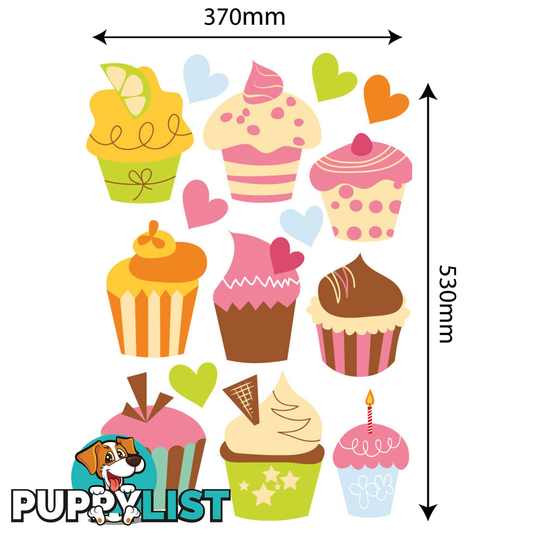 Large Size Cute Cupcakes Wall Stickers - Totally Movable and Reusable