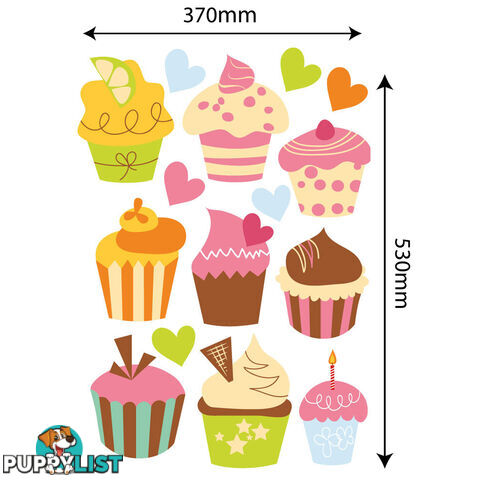 Large Size Cute Cupcakes Wall Stickers - Totally Movable and Reusable