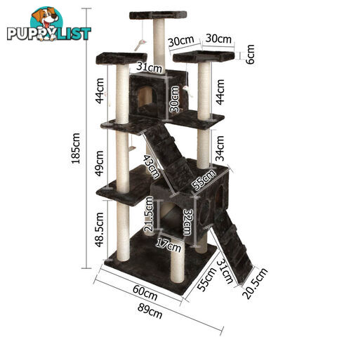 Cat Scratching Poles Post Furniture Tree 185cm Dark Grey