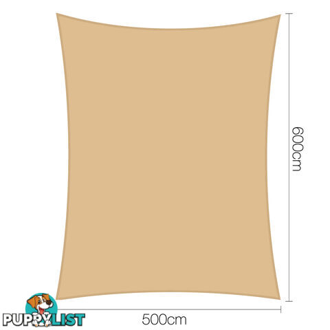 Heavy Duty 185GSM Shade Sail Canopy 5 x 6 M Sand