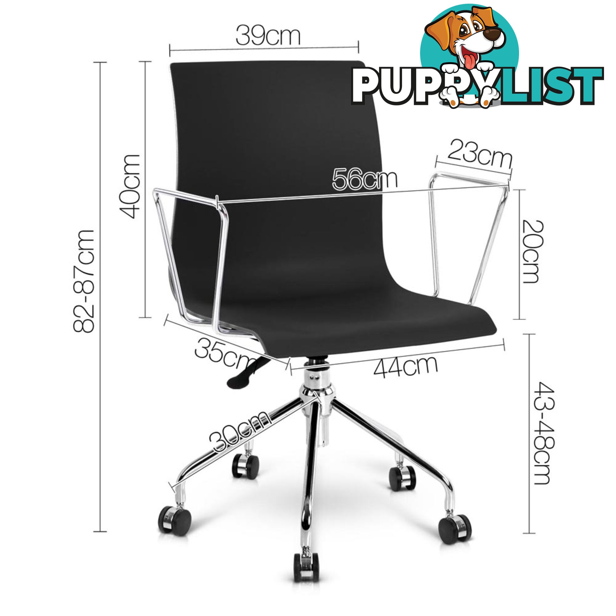 Modern Office Chair with Armrests Black