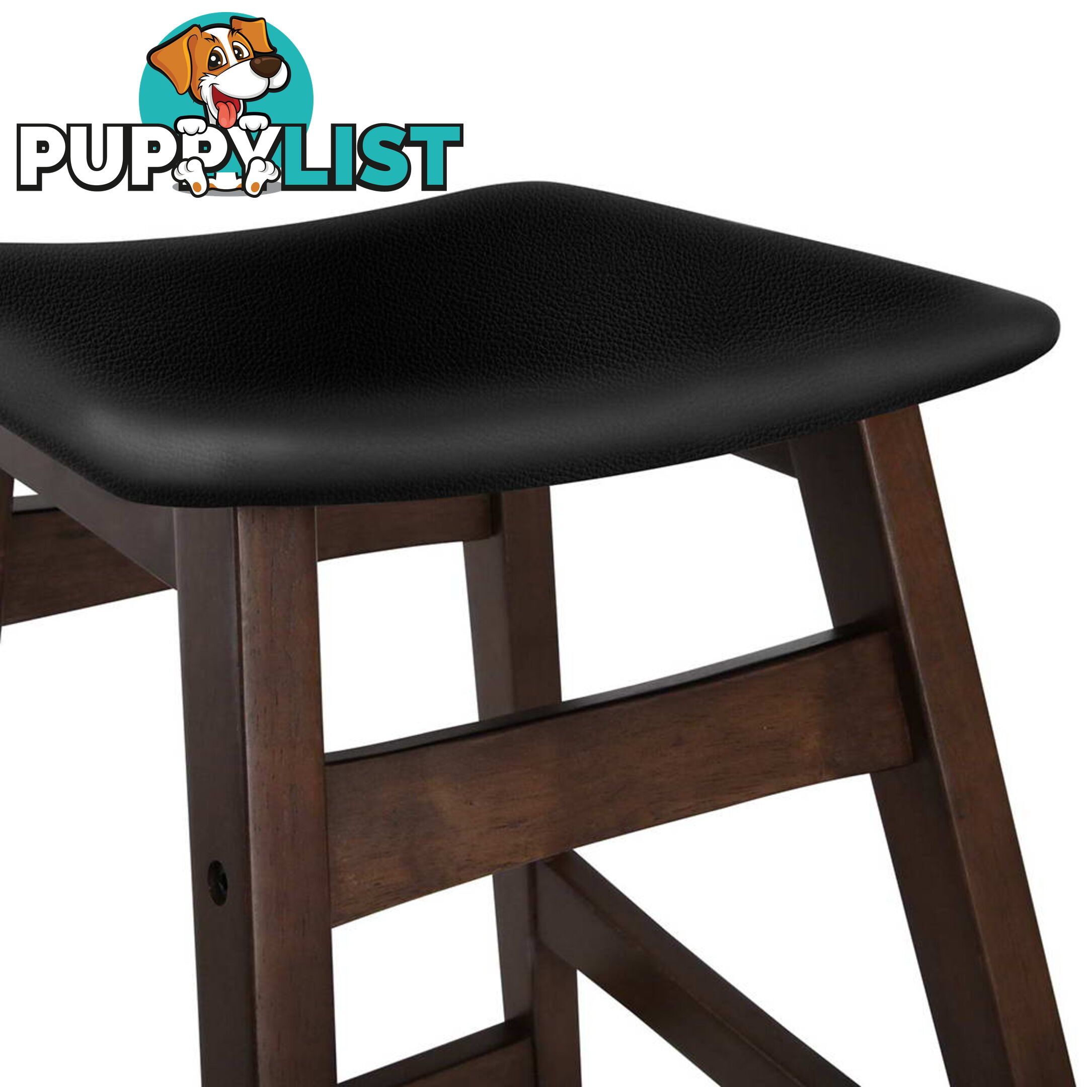 Sert of 2 Rubberwood Bar Stools - Black