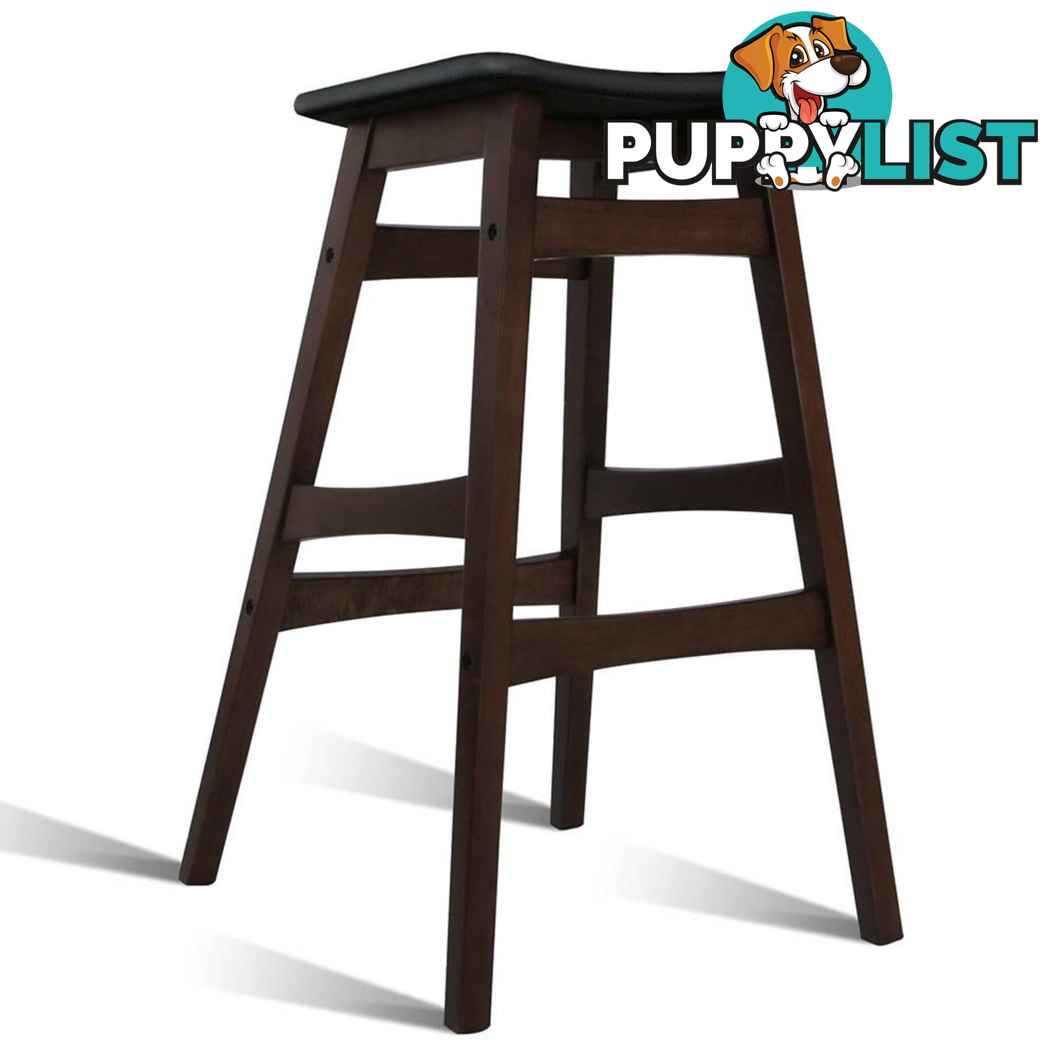 Sert of 2 Rubberwood Bar Stools - Black