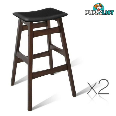 Sert of 2 Rubberwood Bar Stools - Black