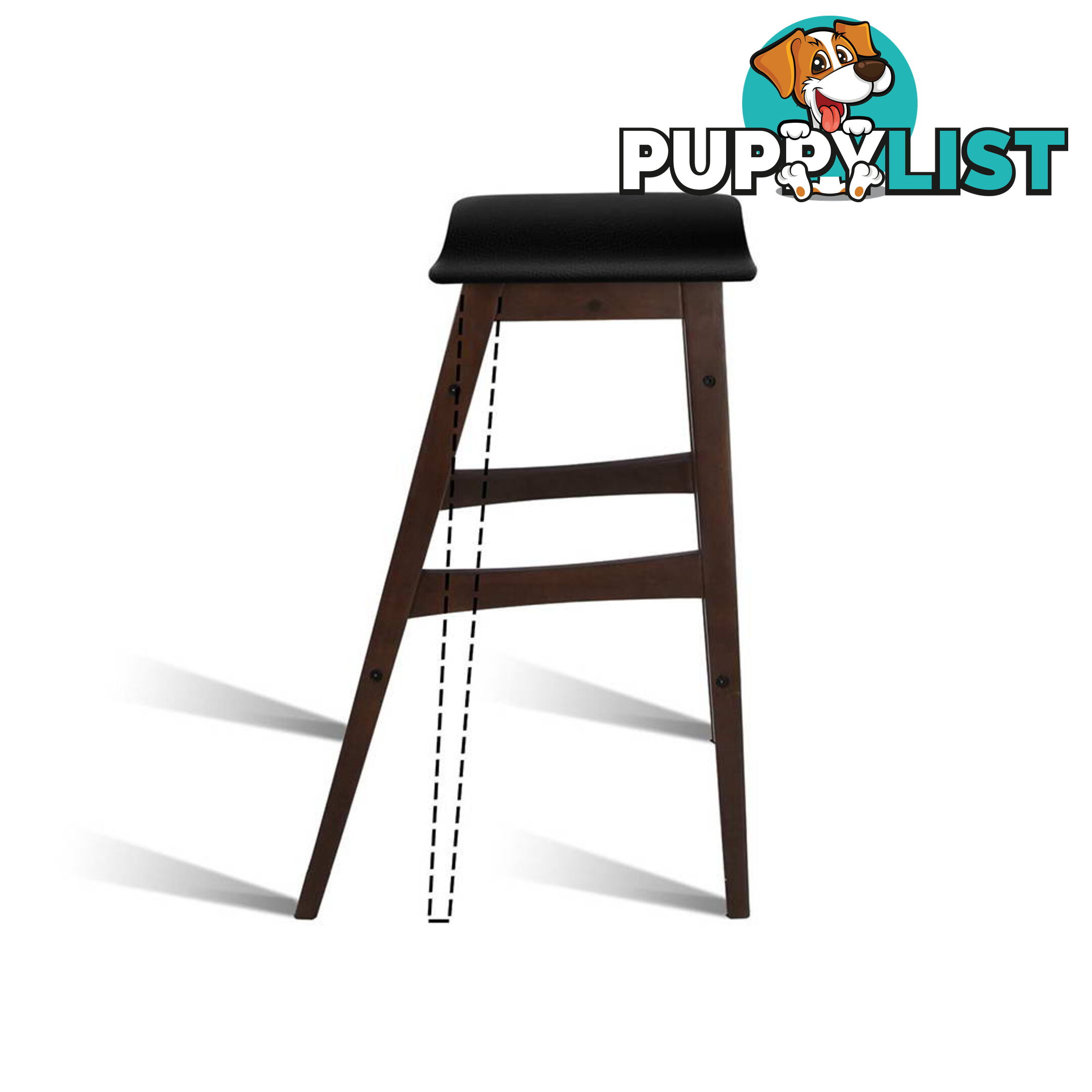 Sert of 2 Rubberwood Bar Stools - Black