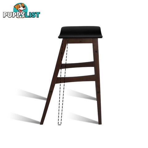 Sert of 2 Rubberwood Bar Stools - Black