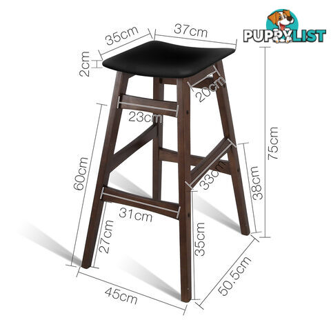 Sert of 2 Rubberwood Bar Stools - Black