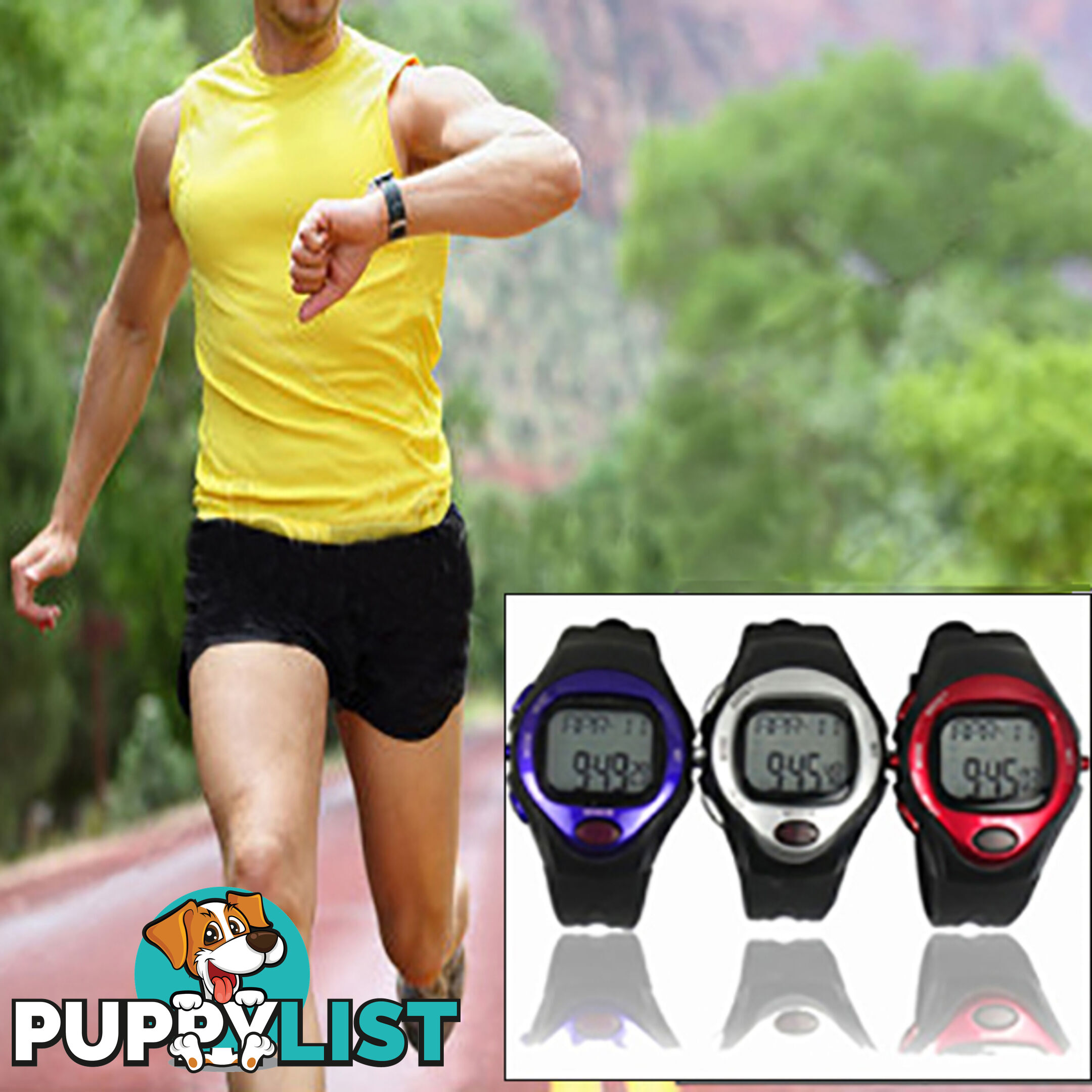 Exercise Pulse Heart Rate Monitor Calorie Counter Sports Watch Silver