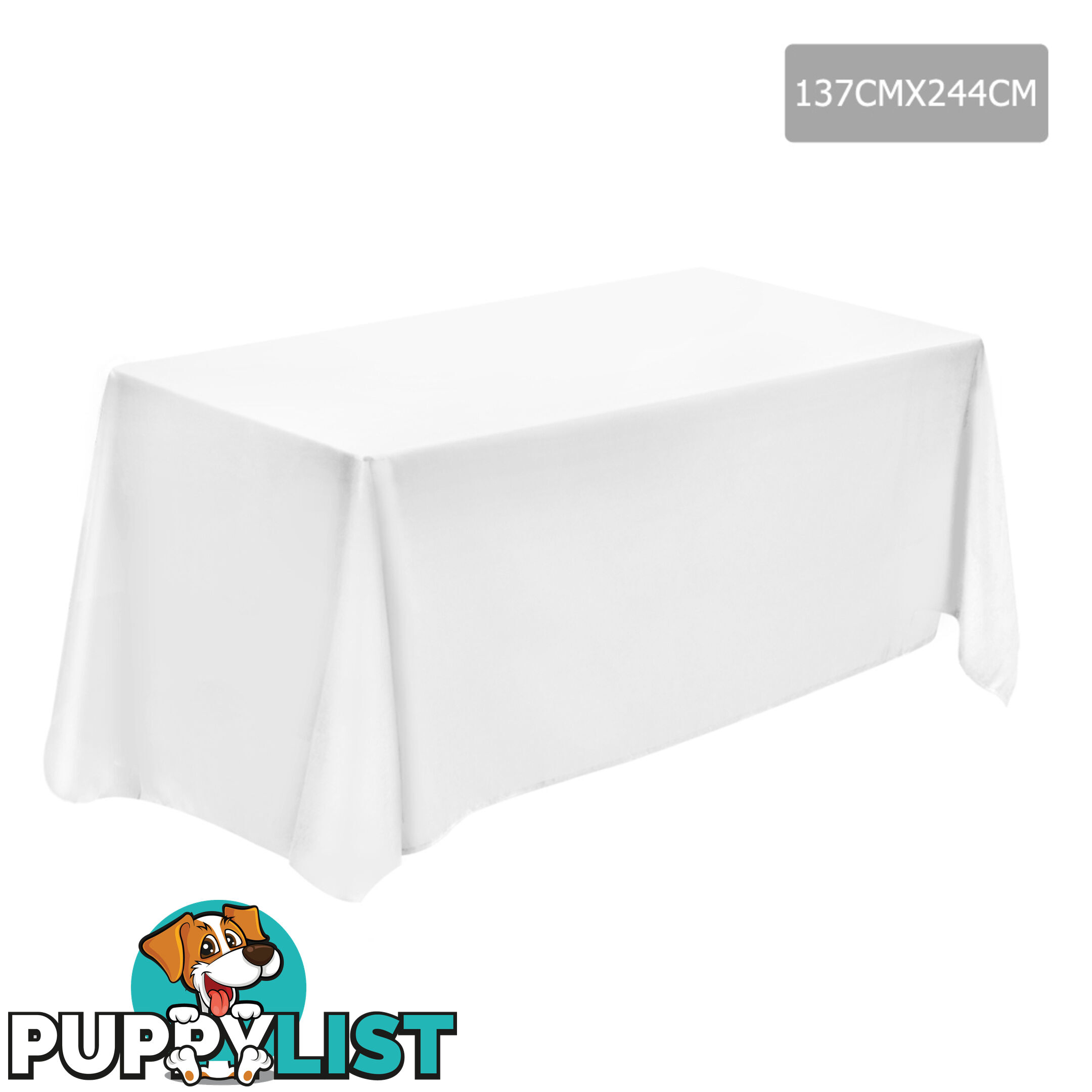 6 Pcs Wedding Table Cloth Rectangle 244cm White