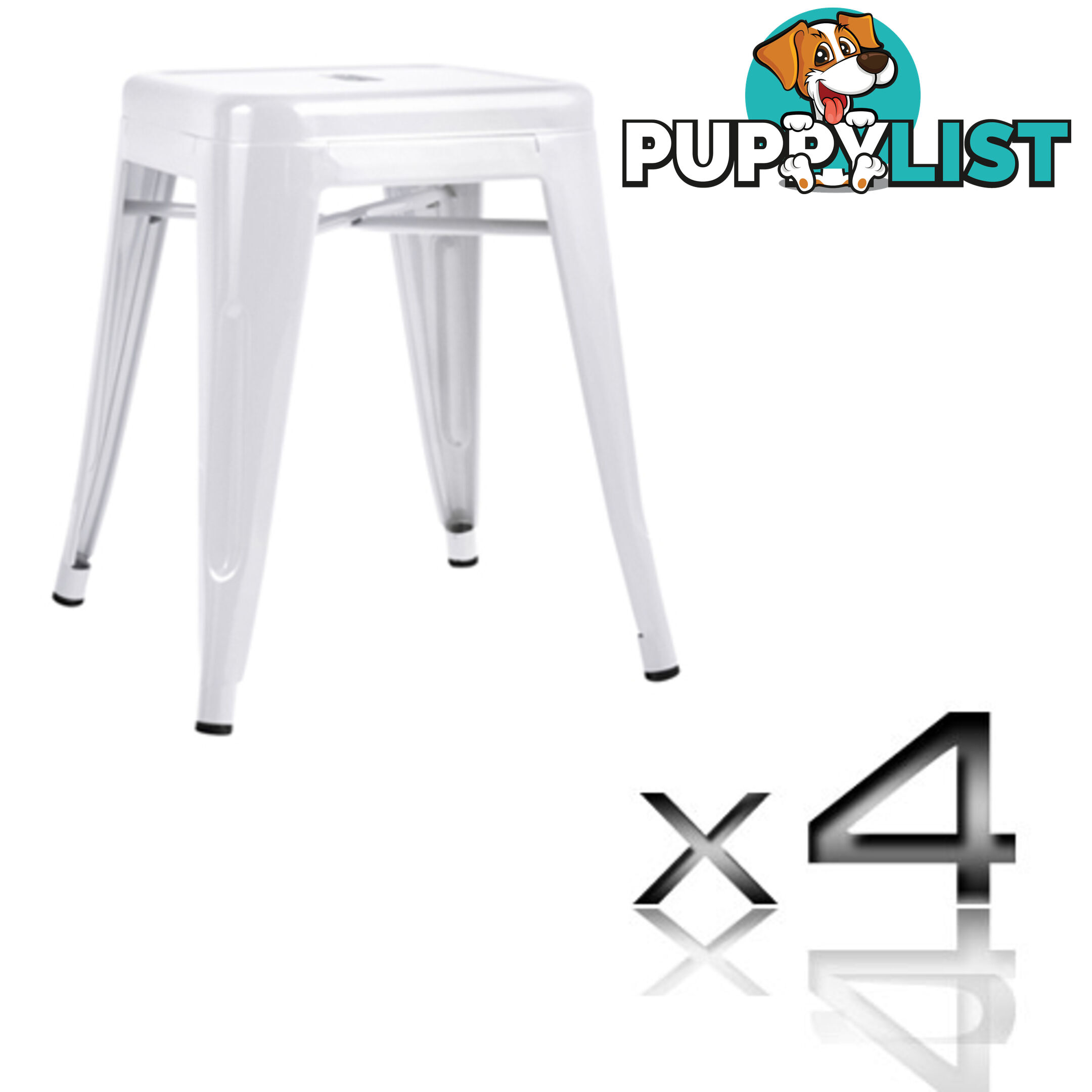 Set of 4 Replica Tolix Kitchen Bar Stool 46cm White