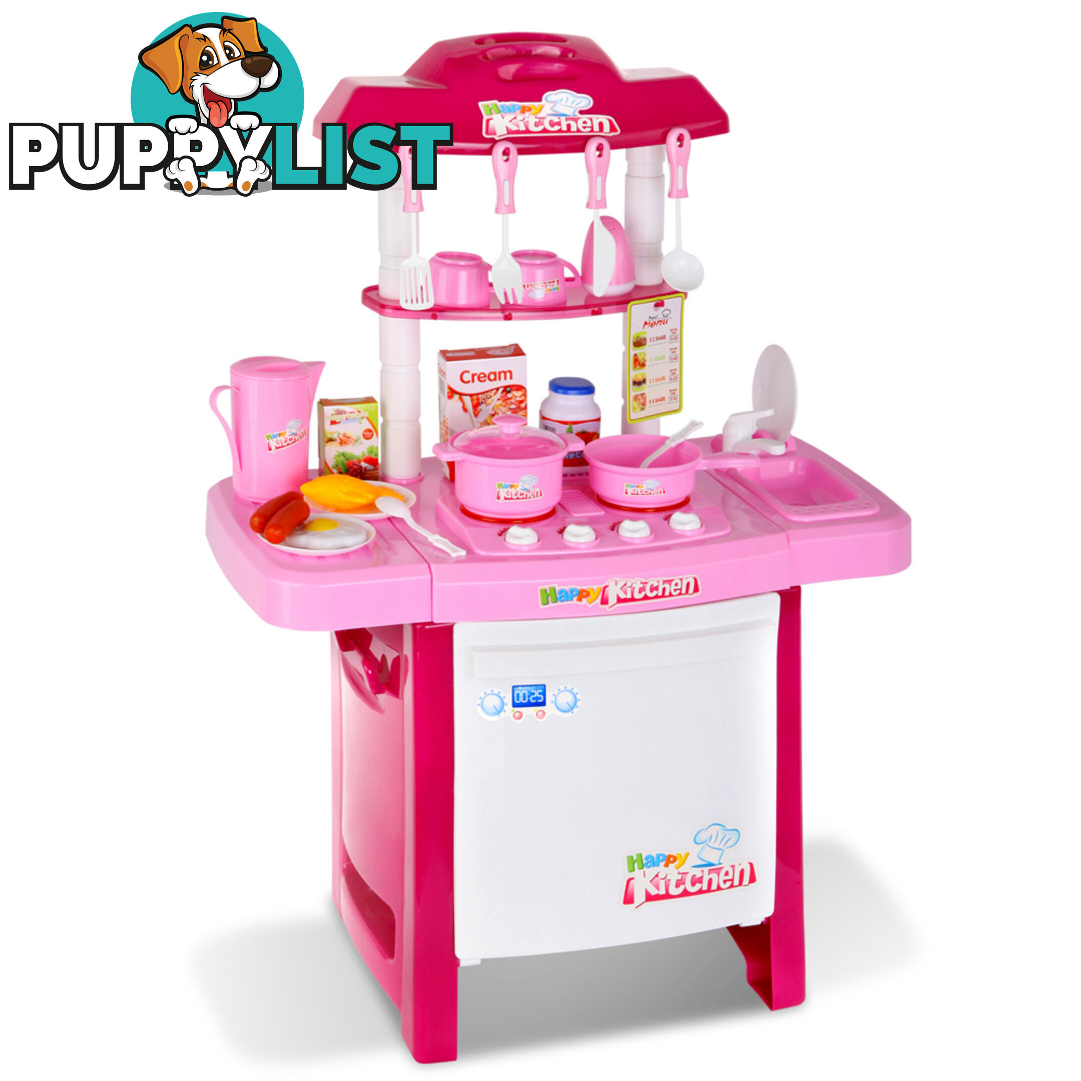 Kids Play Set Little Chef Kitchen 25 Piece - Pink