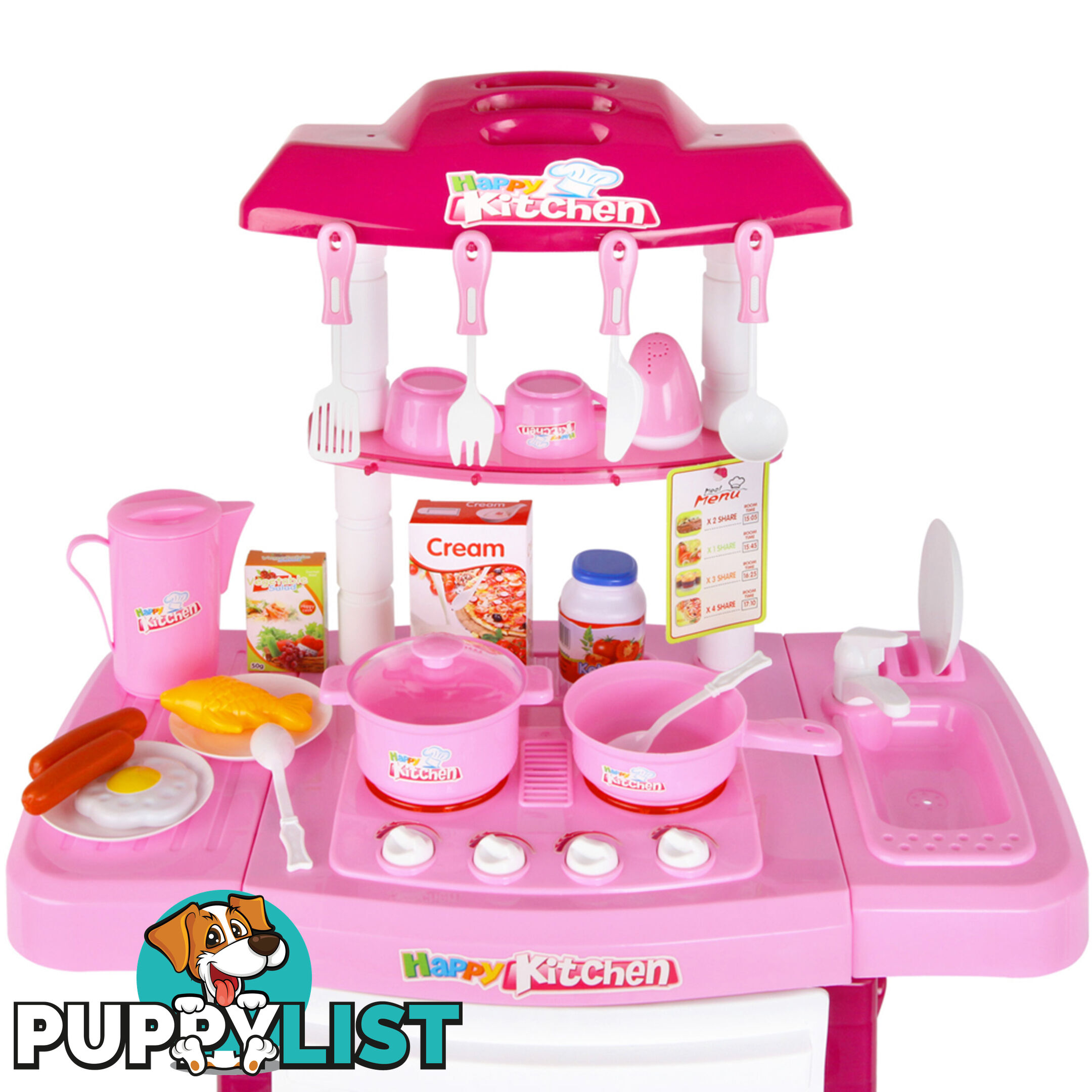 Kids Play Set Little Chef Kitchen 25 Piece - Pink