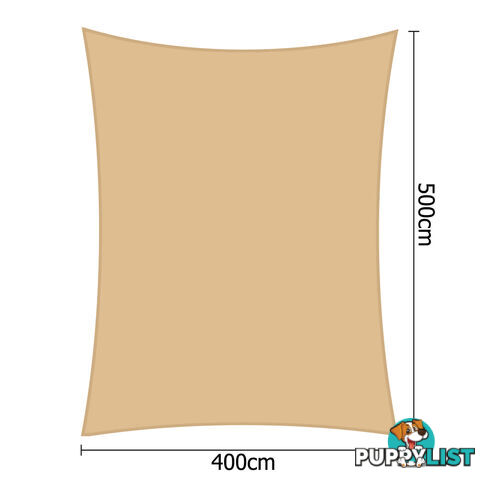 Heavy Duty Rectangle Shade Sail Canopy 4 x 5 m Sand Beige