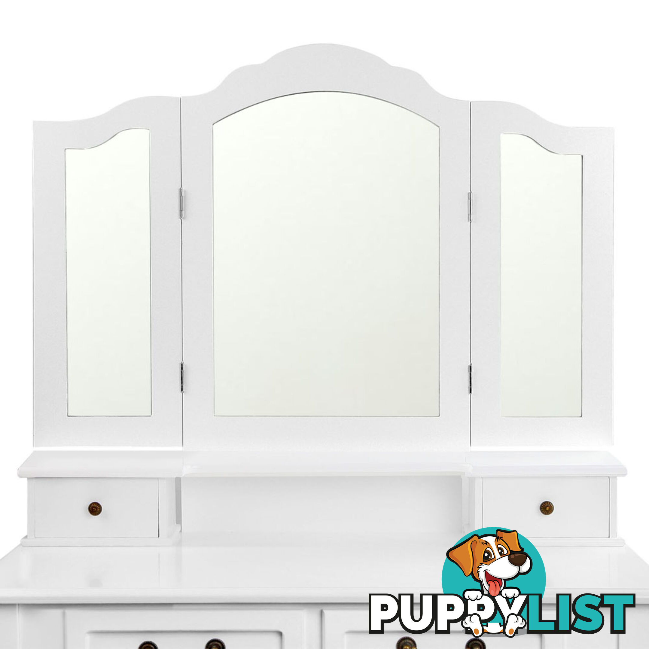 4 Drawer Dressing Table w/ Mirror White