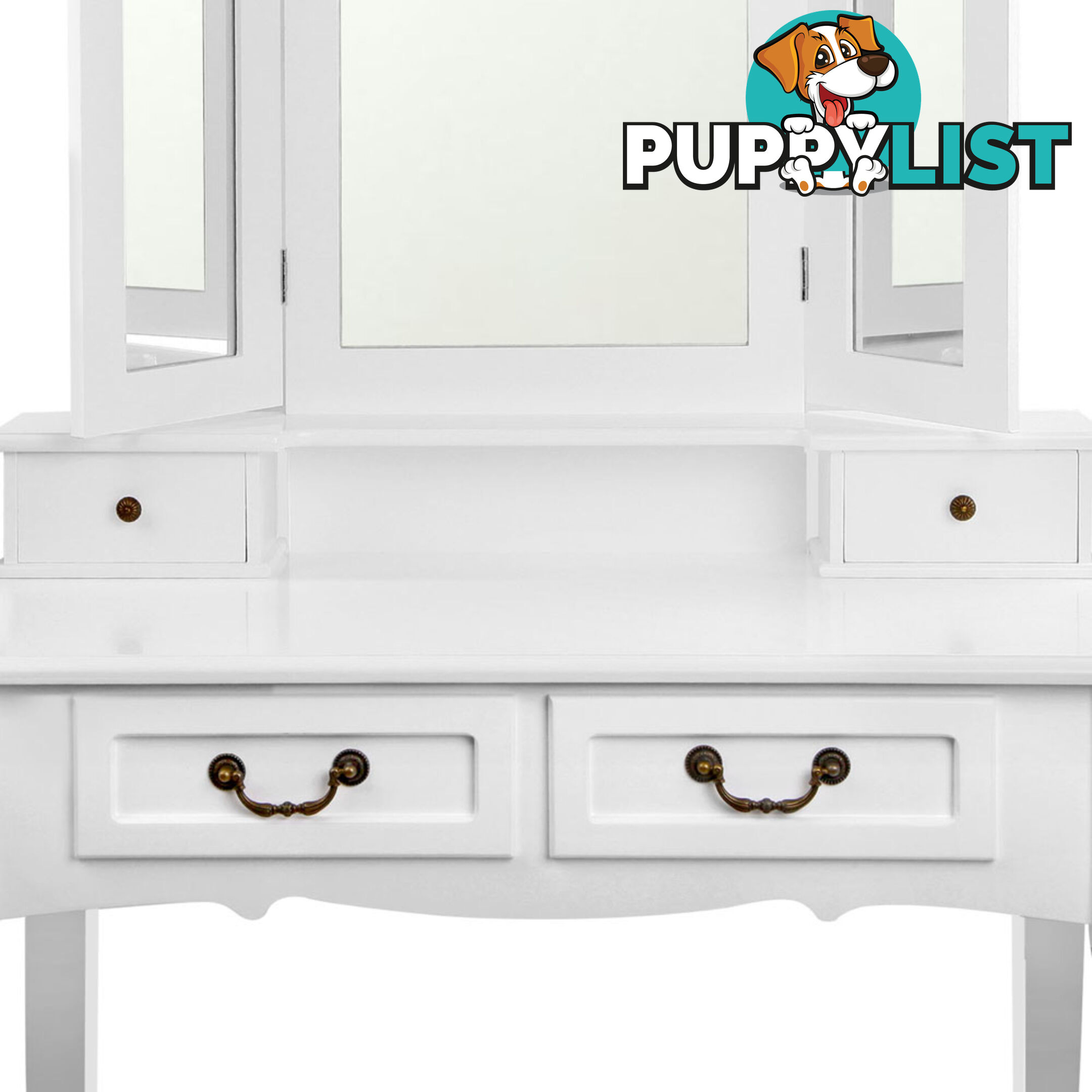 4 Drawer Dressing Table w/ Mirror White