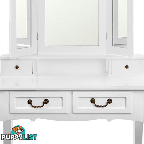 4 Drawer Dressing Table w/ Mirror White