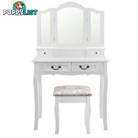 4 Drawer Dressing Table w/ Mirror White