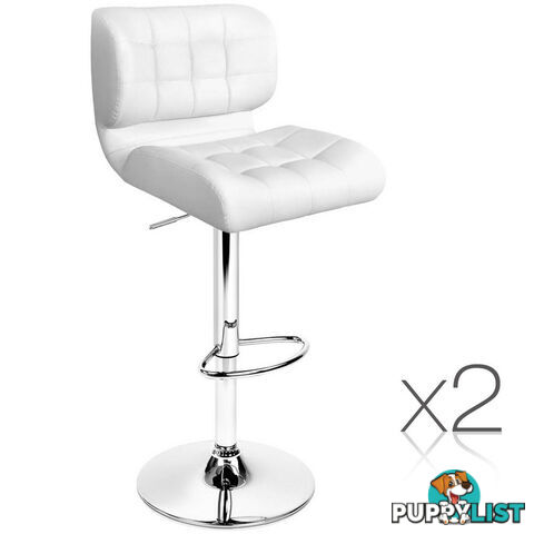 Set of 2 Leather Bar Stools - White