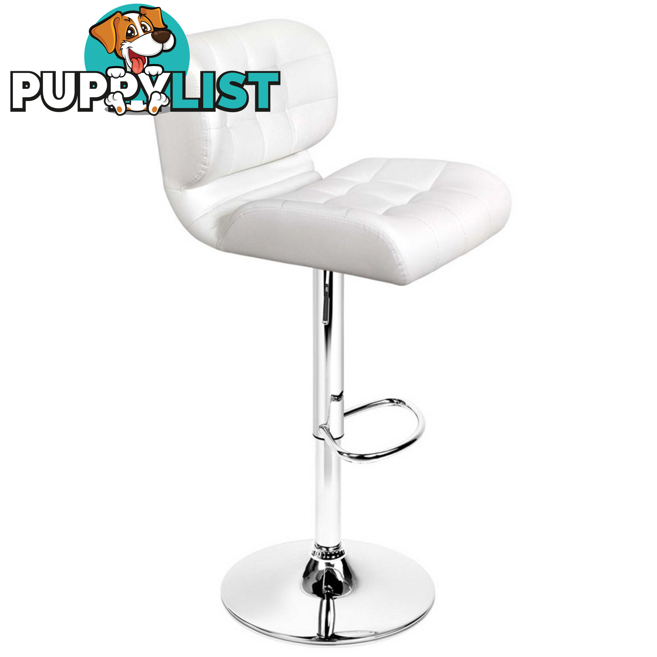 Set of 2 Leather Bar Stools - White