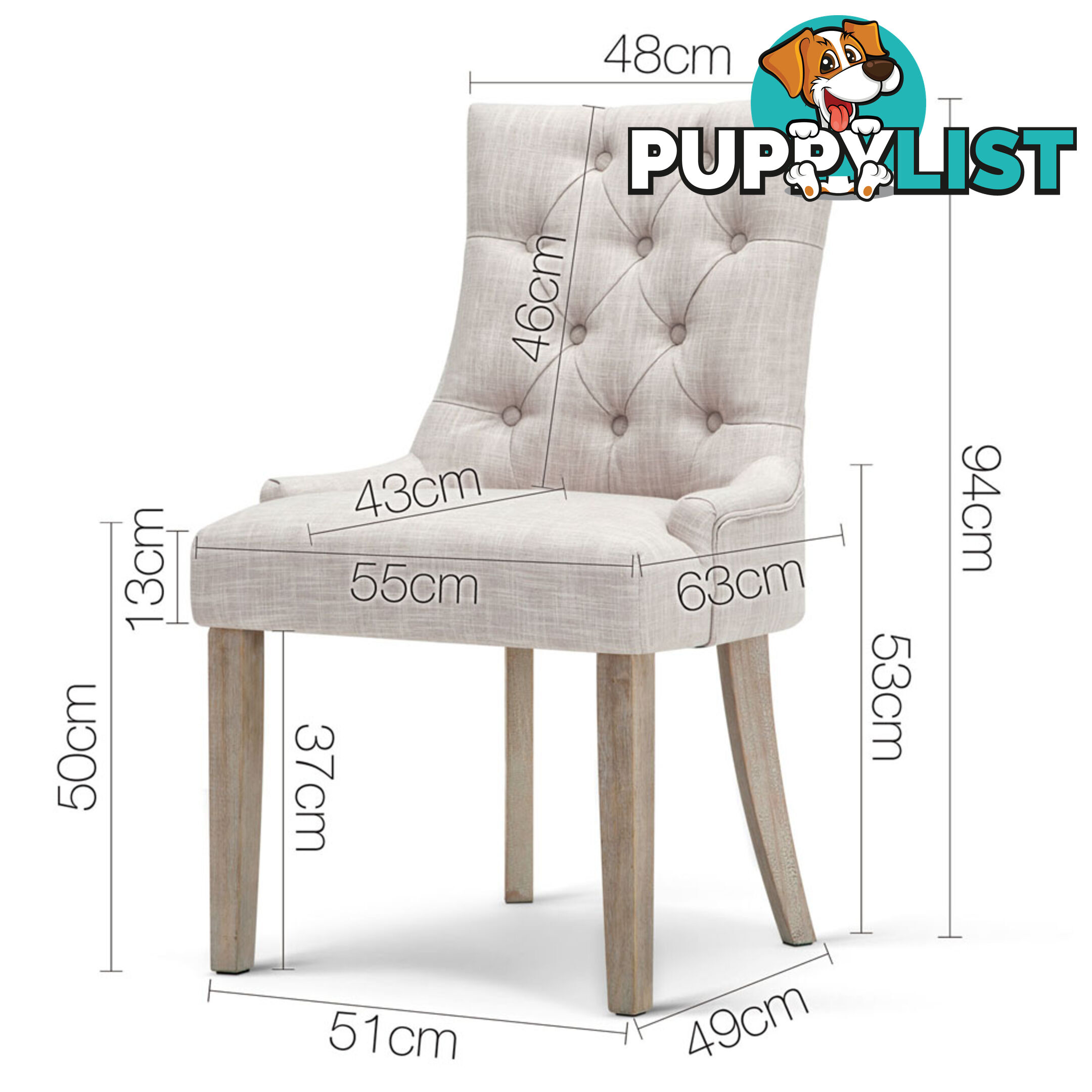 French Provincial Dining Chair - Beige