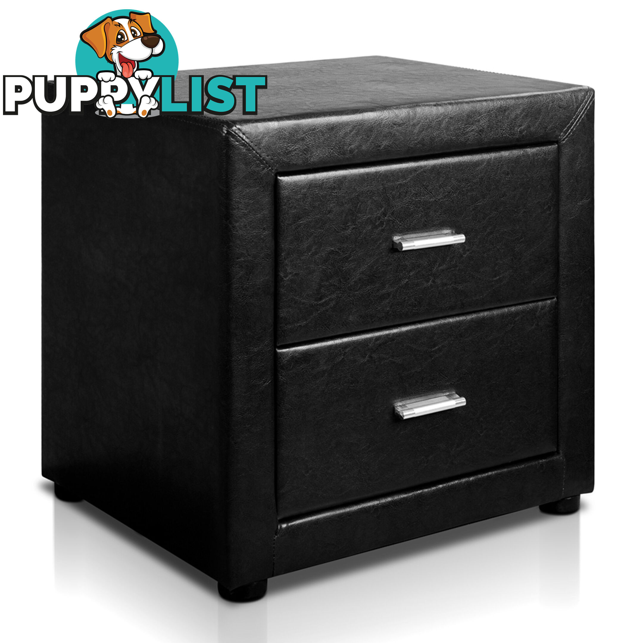 Deluxe PU Leather 2 Drawers Cabinet Black