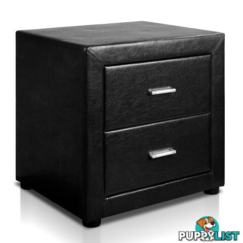 Deluxe PU Leather 2 Drawers Cabinet Black