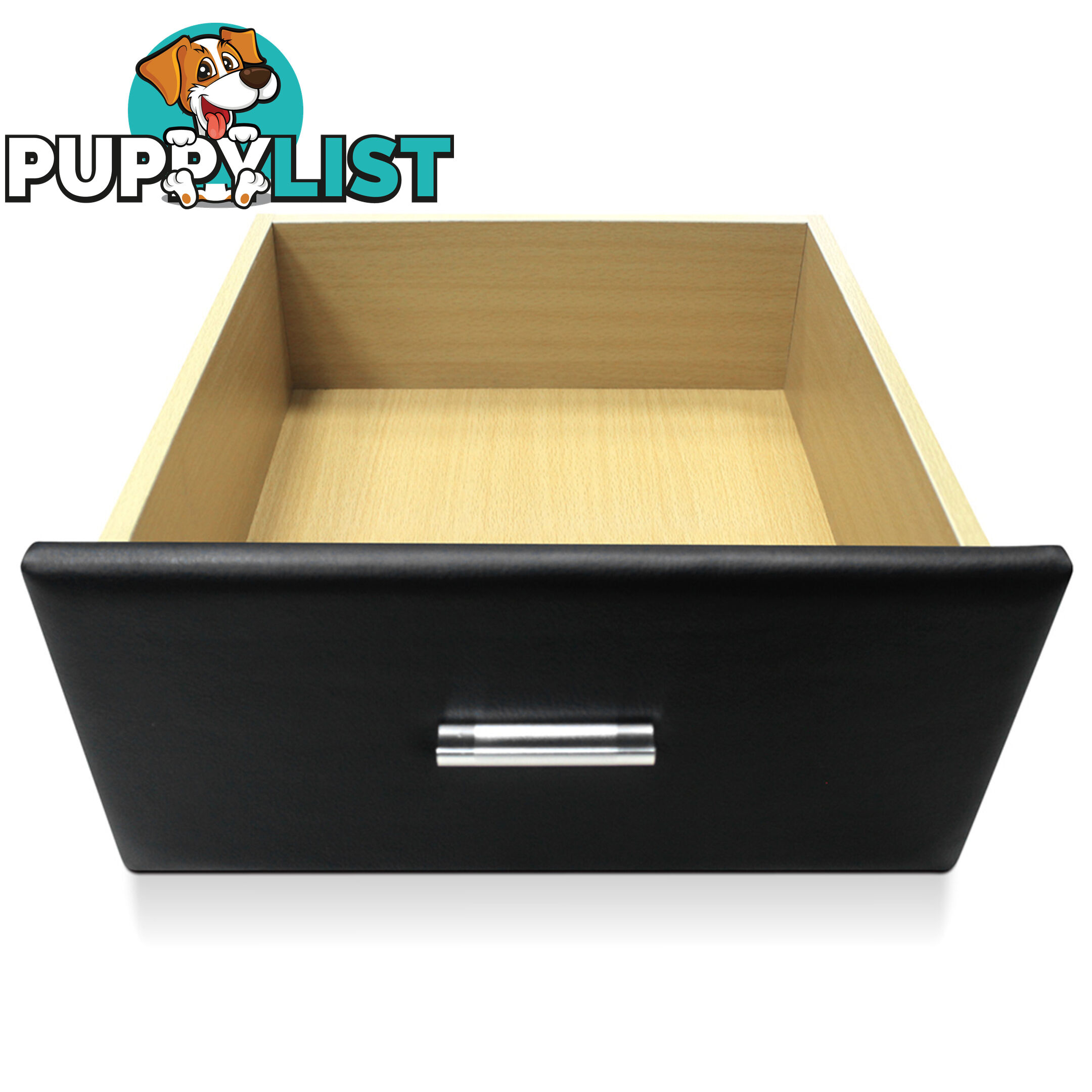 Deluxe PU Leather 2 Drawers Cabinet Black