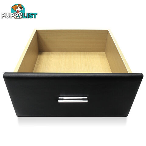 Deluxe PU Leather 2 Drawers Cabinet Black