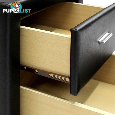 Deluxe PU Leather 2 Drawers Cabinet Black