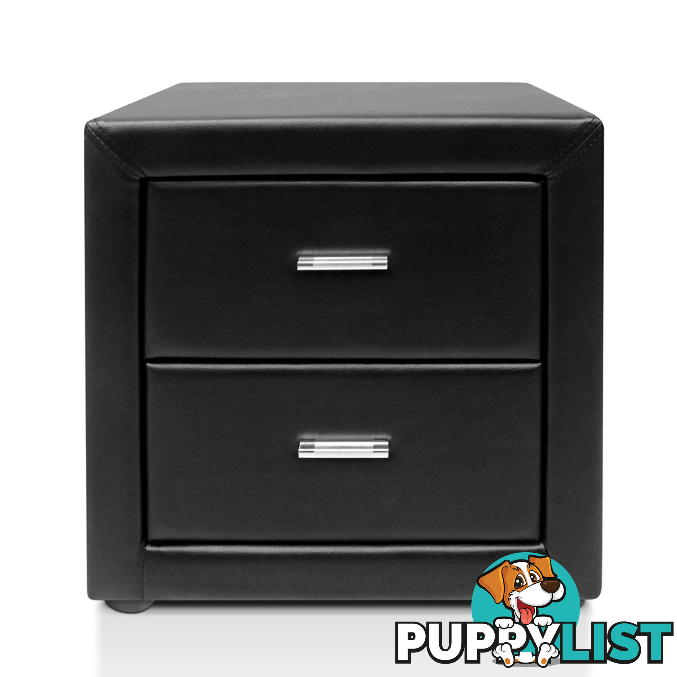 Deluxe PU Leather 2 Drawers Cabinet Black