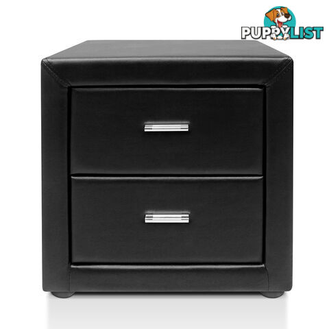 Deluxe PU Leather 2 Drawers Cabinet Black