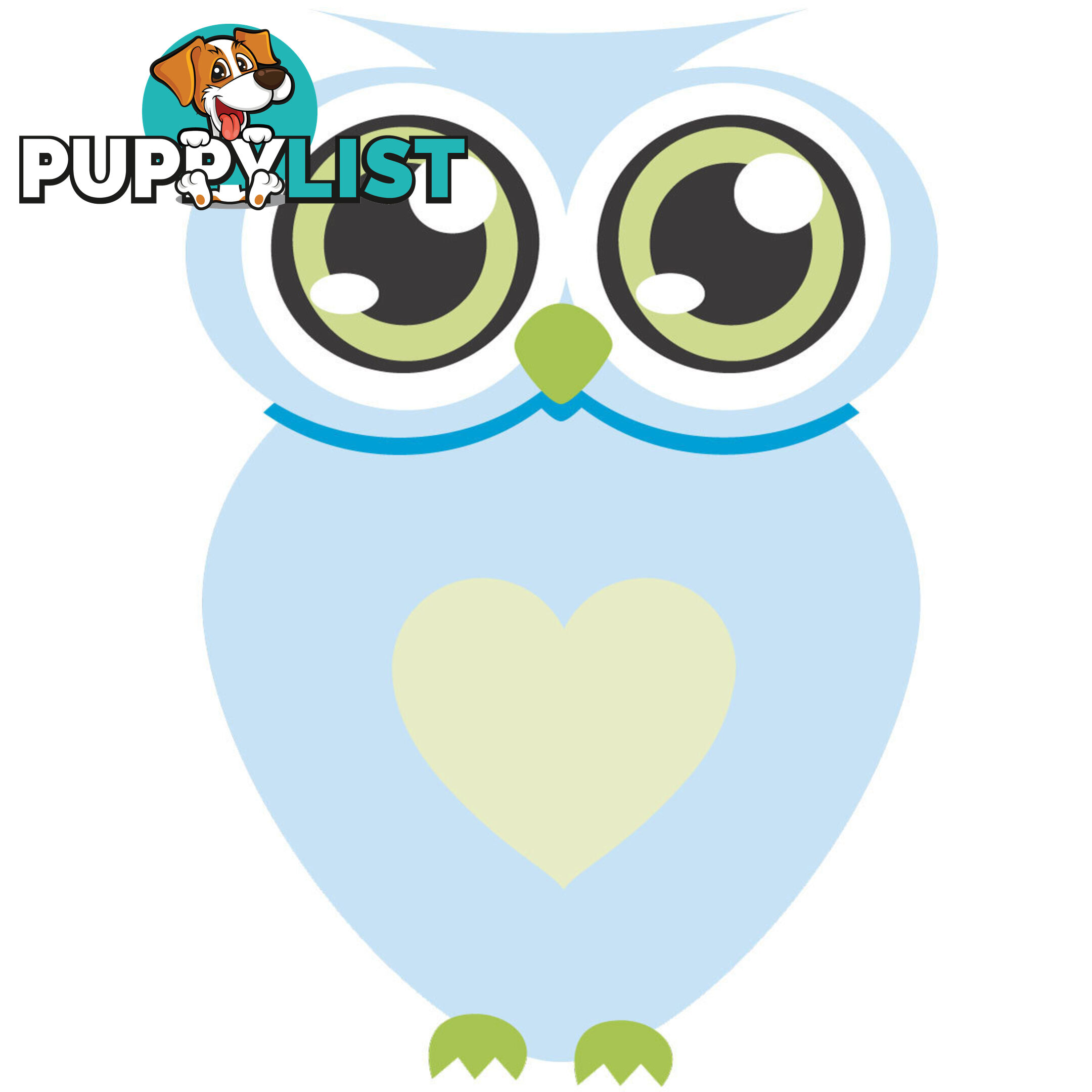 10 X Blue owl with big eyes Wall Stickers - Totally Movable