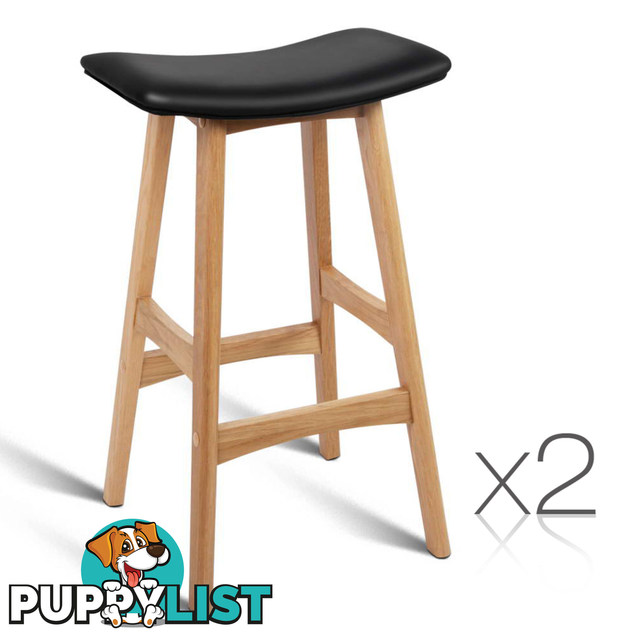 Set of 2 High Seat Barstools Black