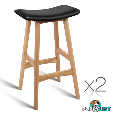 Set of 2 High Seat Barstools Black