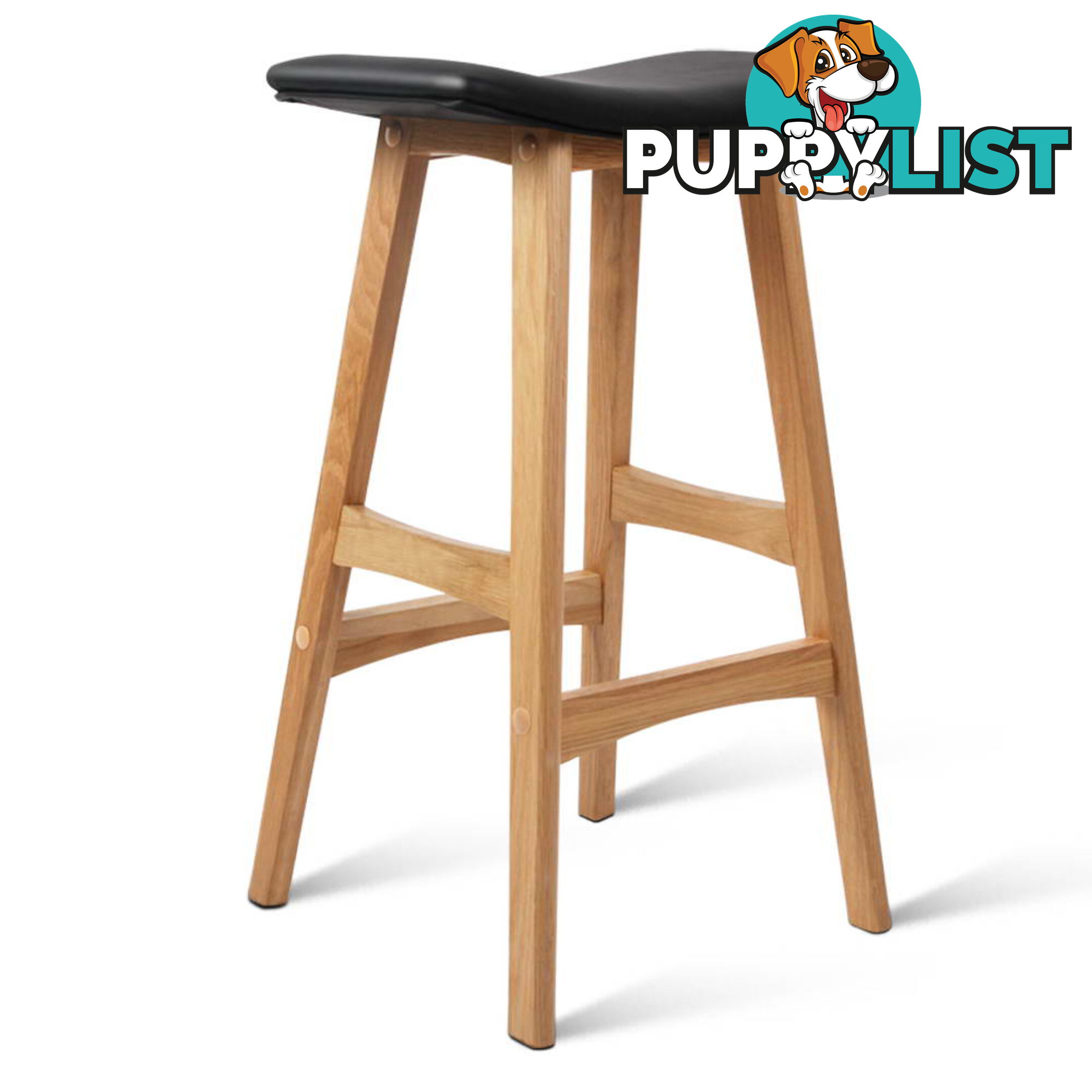 Set of 2 High Seat Barstools Black