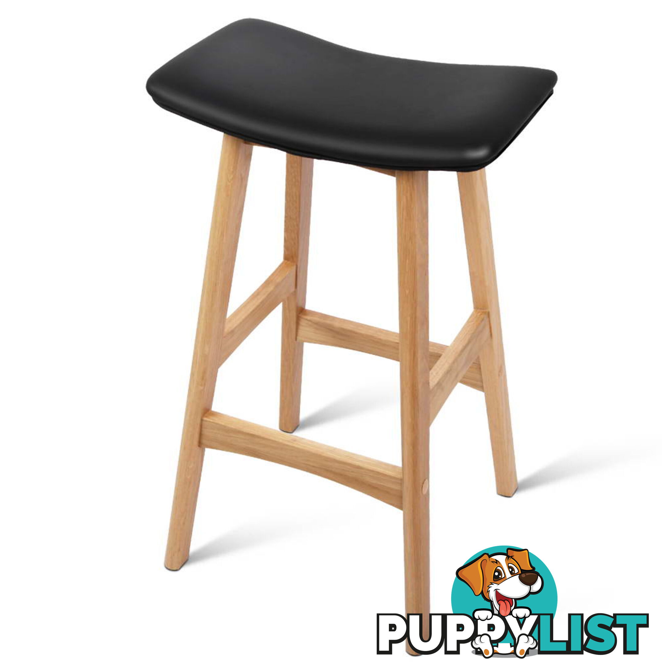 Set of 2 High Seat Barstools Black