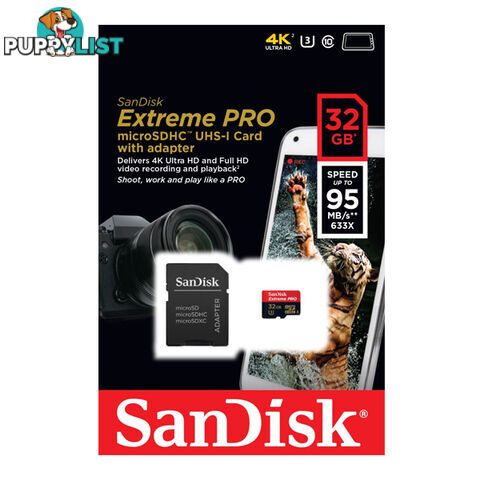 Sandisk 32GB Memory Card Extreme Pro MicroSDHC UHS-I CLASS 10 95mb/S