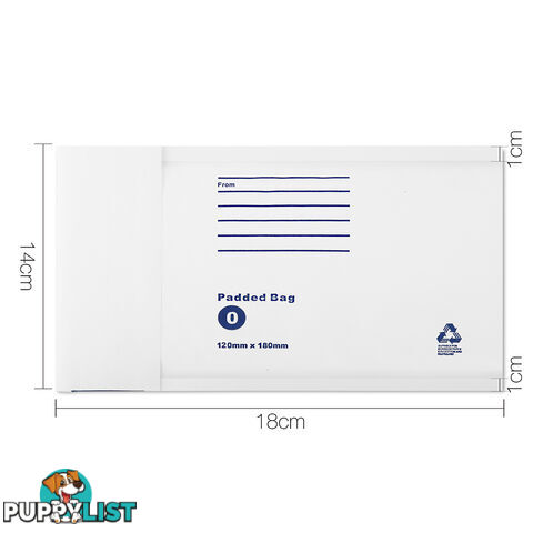 Set of 100 Bubble Padded Mailer Bag - 120mm x 180mm