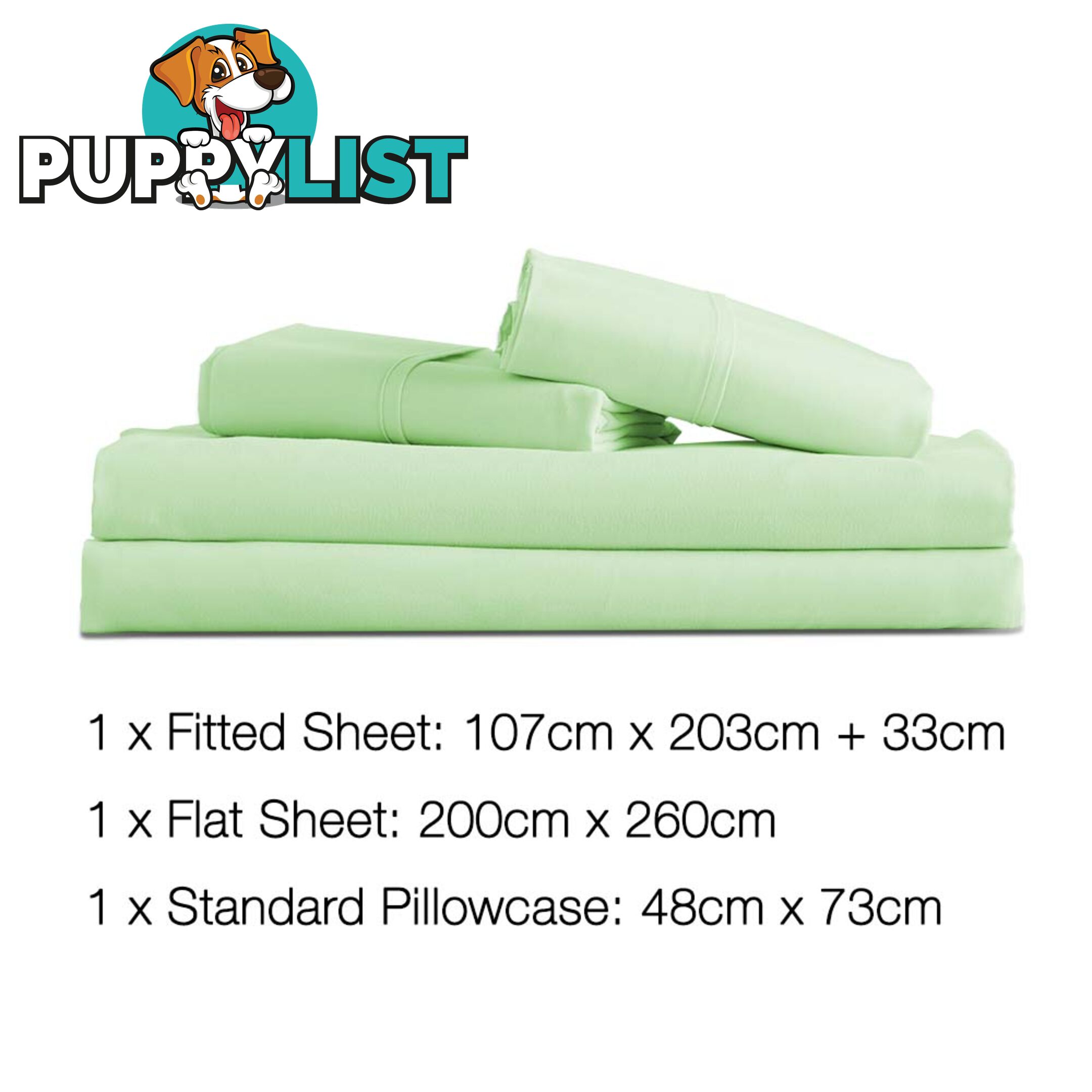 3 Piece Microfibre Sheet Set King Single _ Green