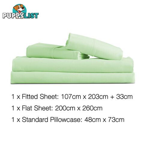 3 Piece Microfibre Sheet Set King Single _ Green