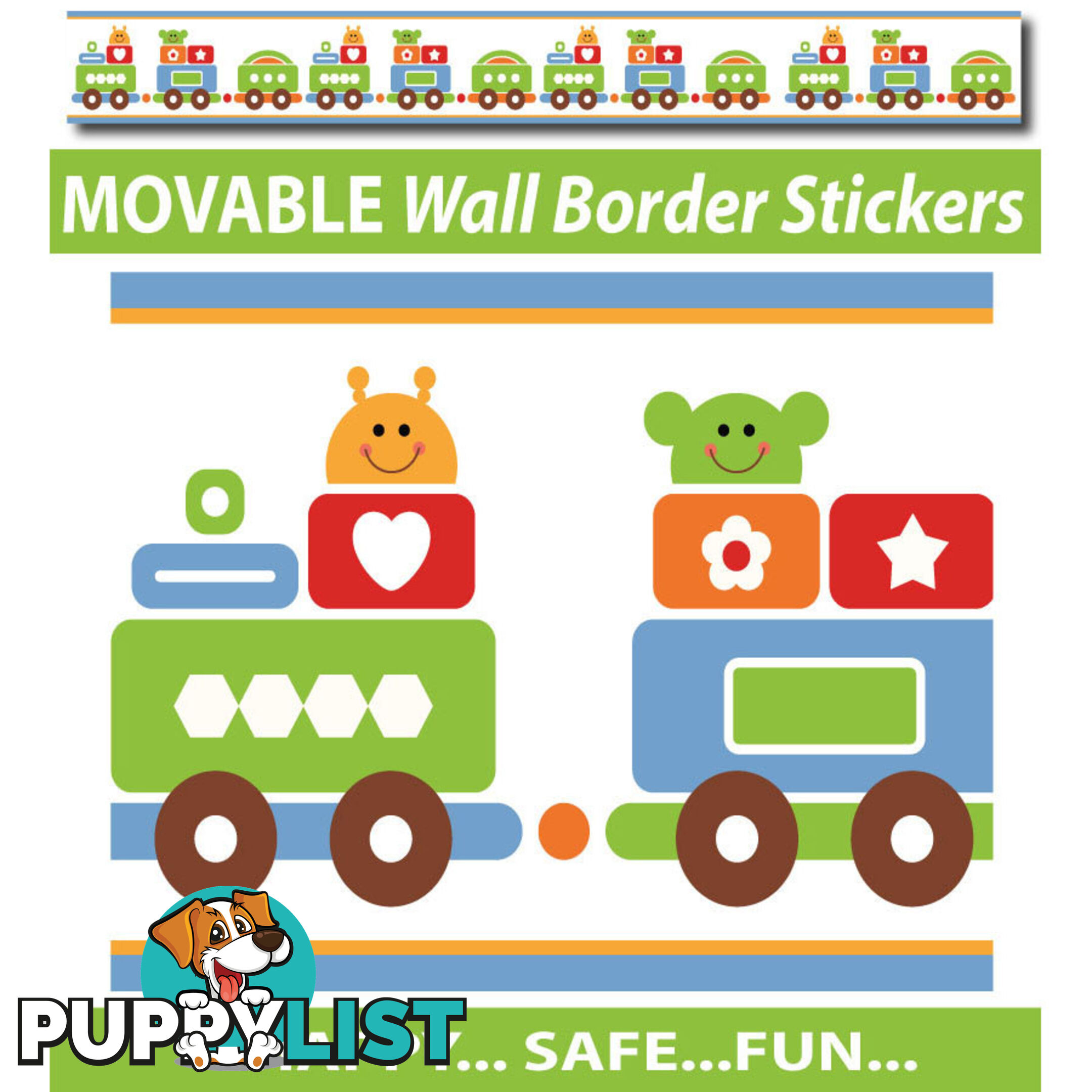 Train Wall Border Stickers - Totally Movable and Reusable