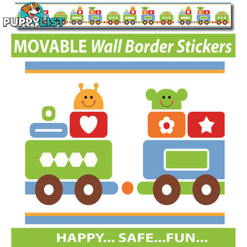 Train Wall Border Stickers - Totally Movable and Reusable