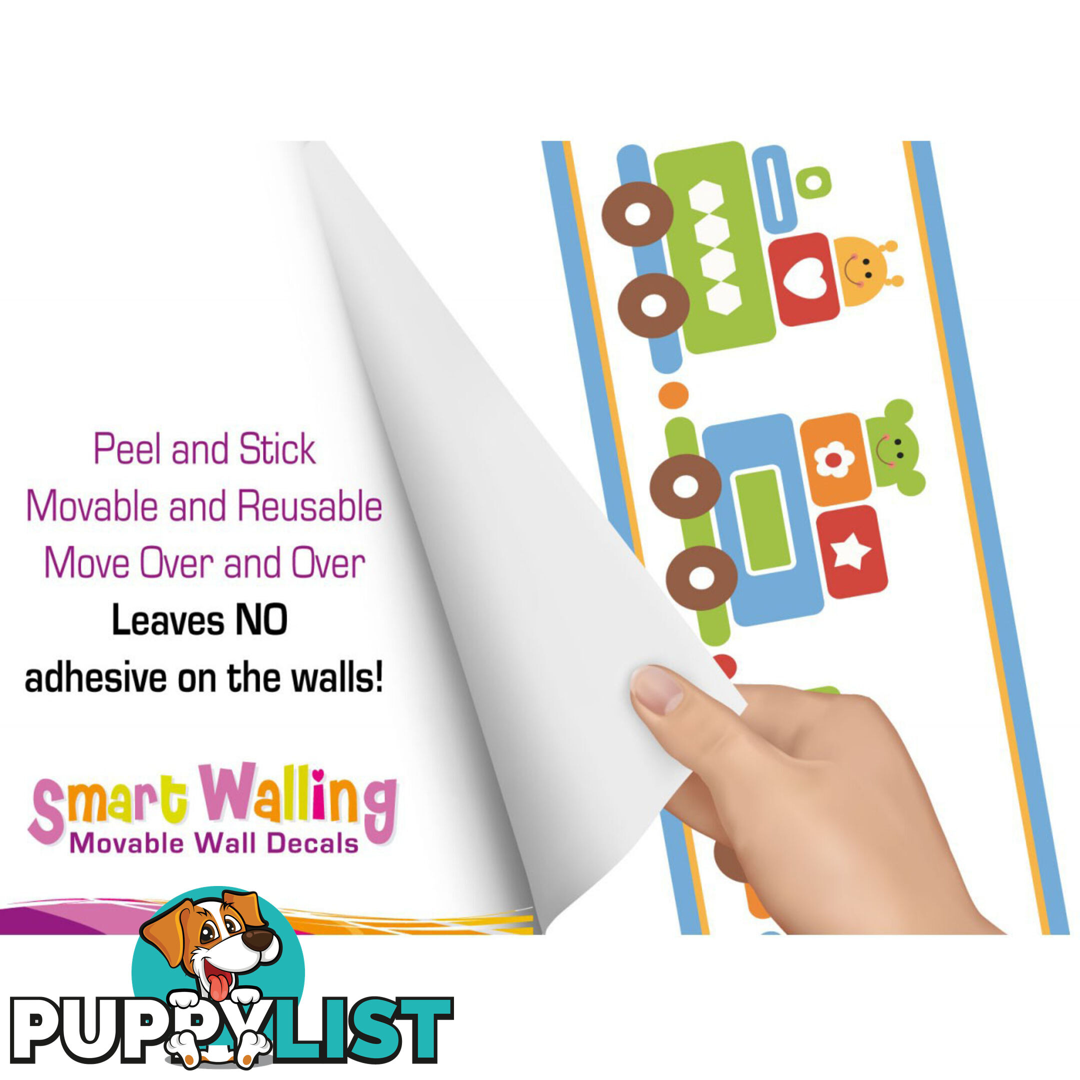 Train Wall Border Stickers - Totally Movable and Reusable