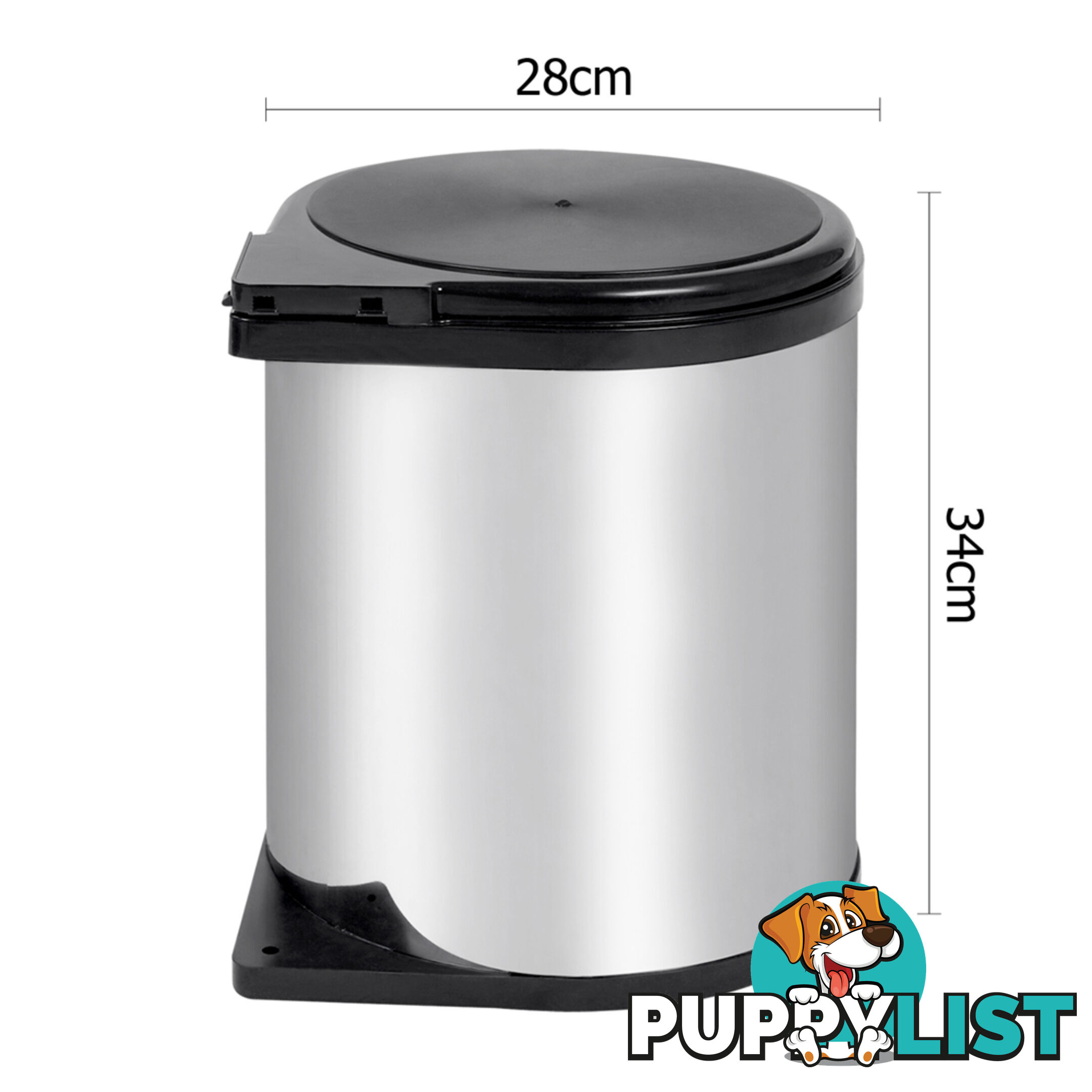 Auto Swing Out Lid Stainless Steel Bin 14L