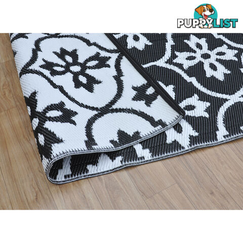 Moroccan Tile Reversable Rug Black & White 150x210cm