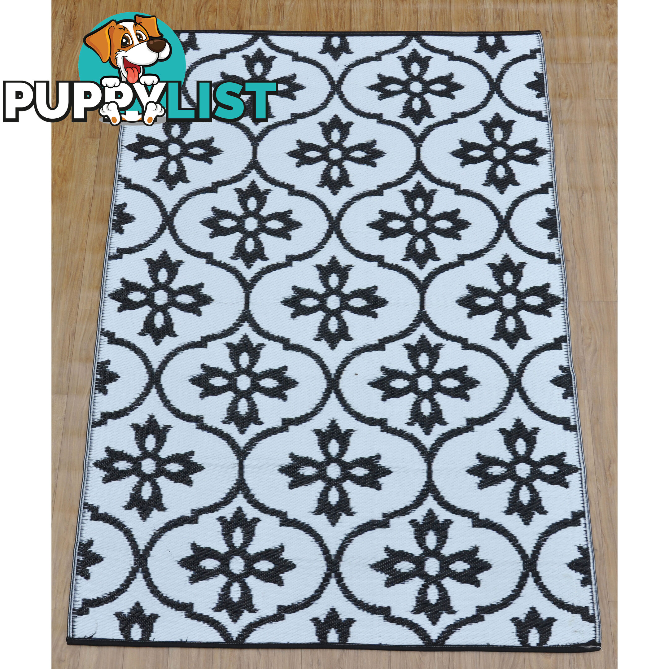 Moroccan Tile Reversable Rug Black & White 150x210cm