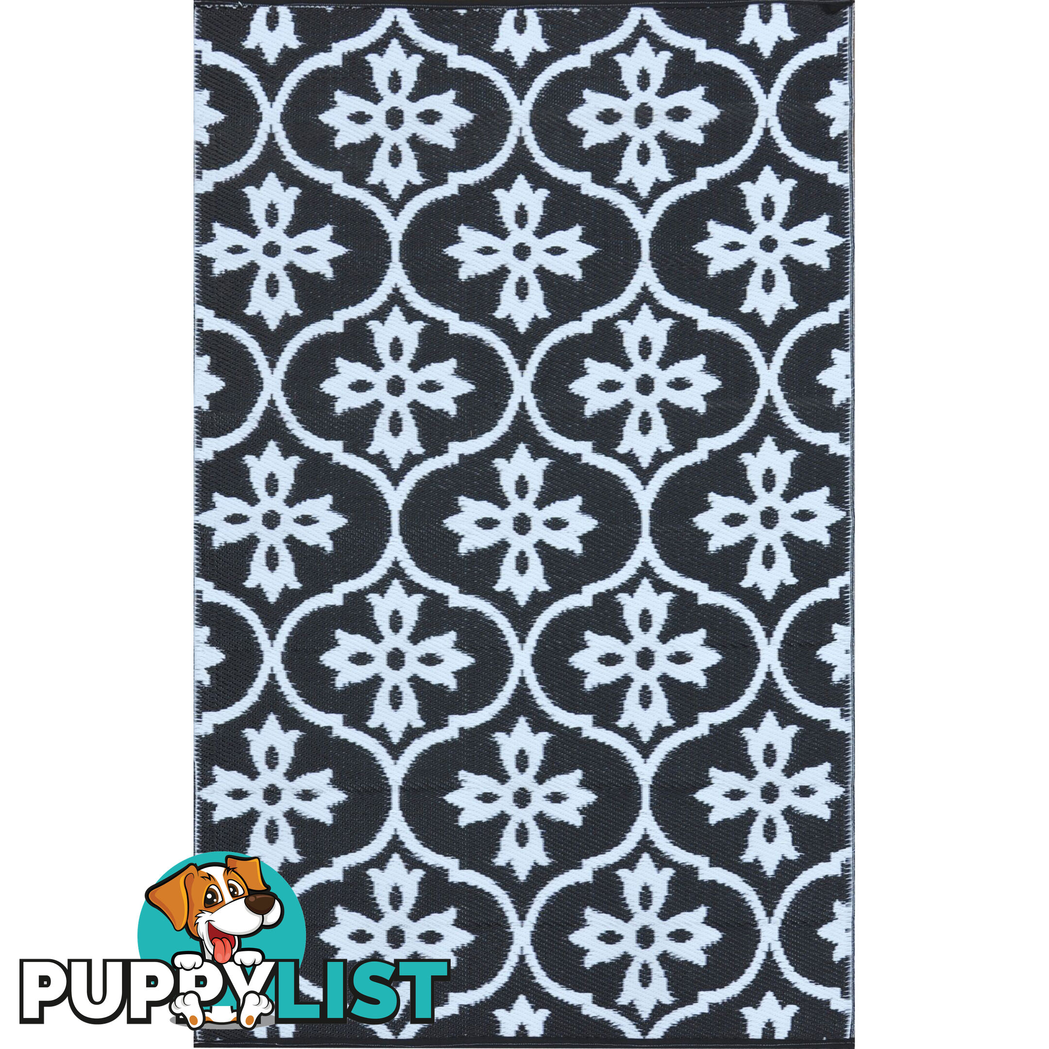 Moroccan Tile Reversable Rug Black & White 150x210cm