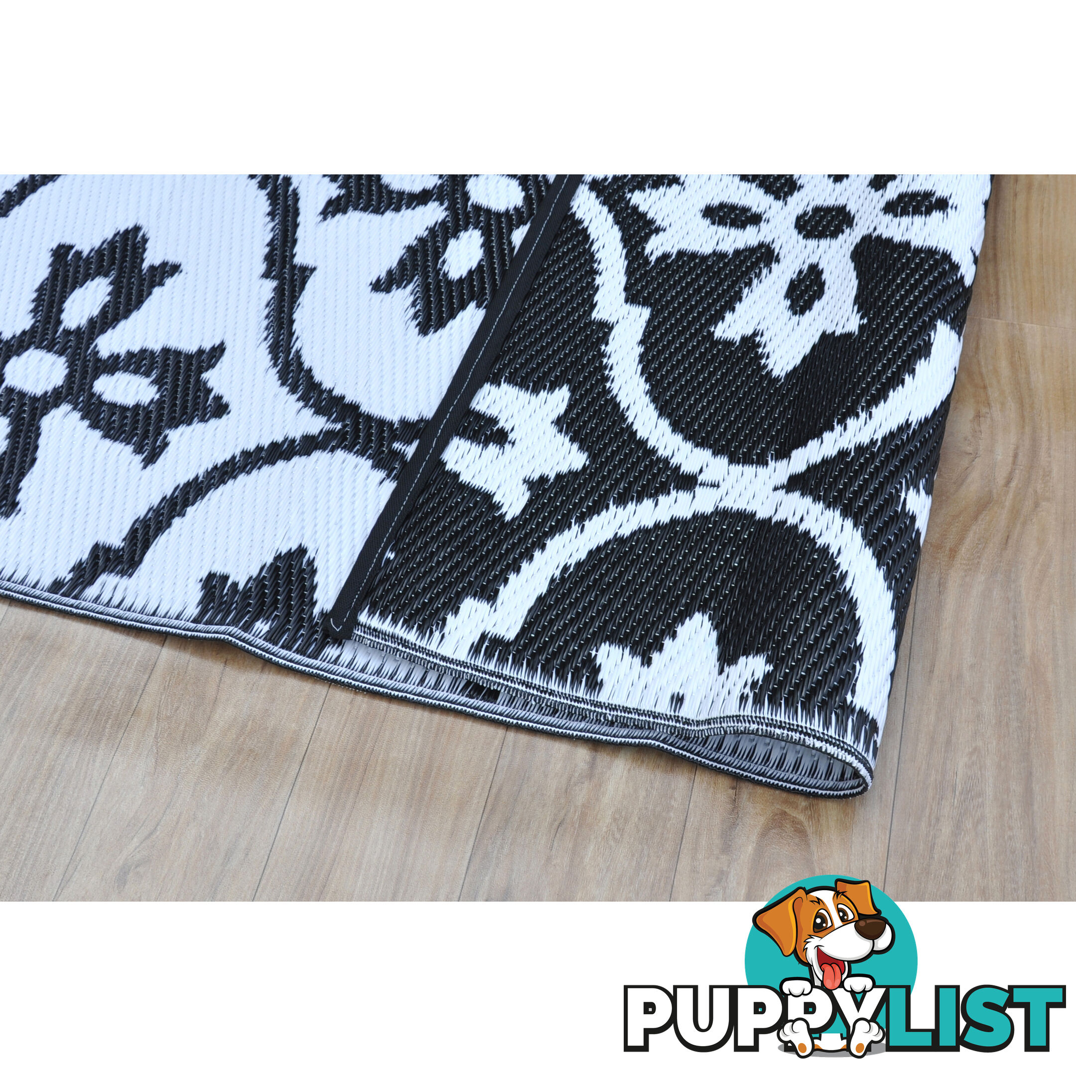 Moroccan Tile Reversable Rug Black & White 150x210cm