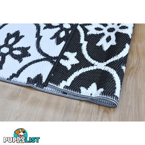 Moroccan Tile Reversable Rug Black & White 150x210cm