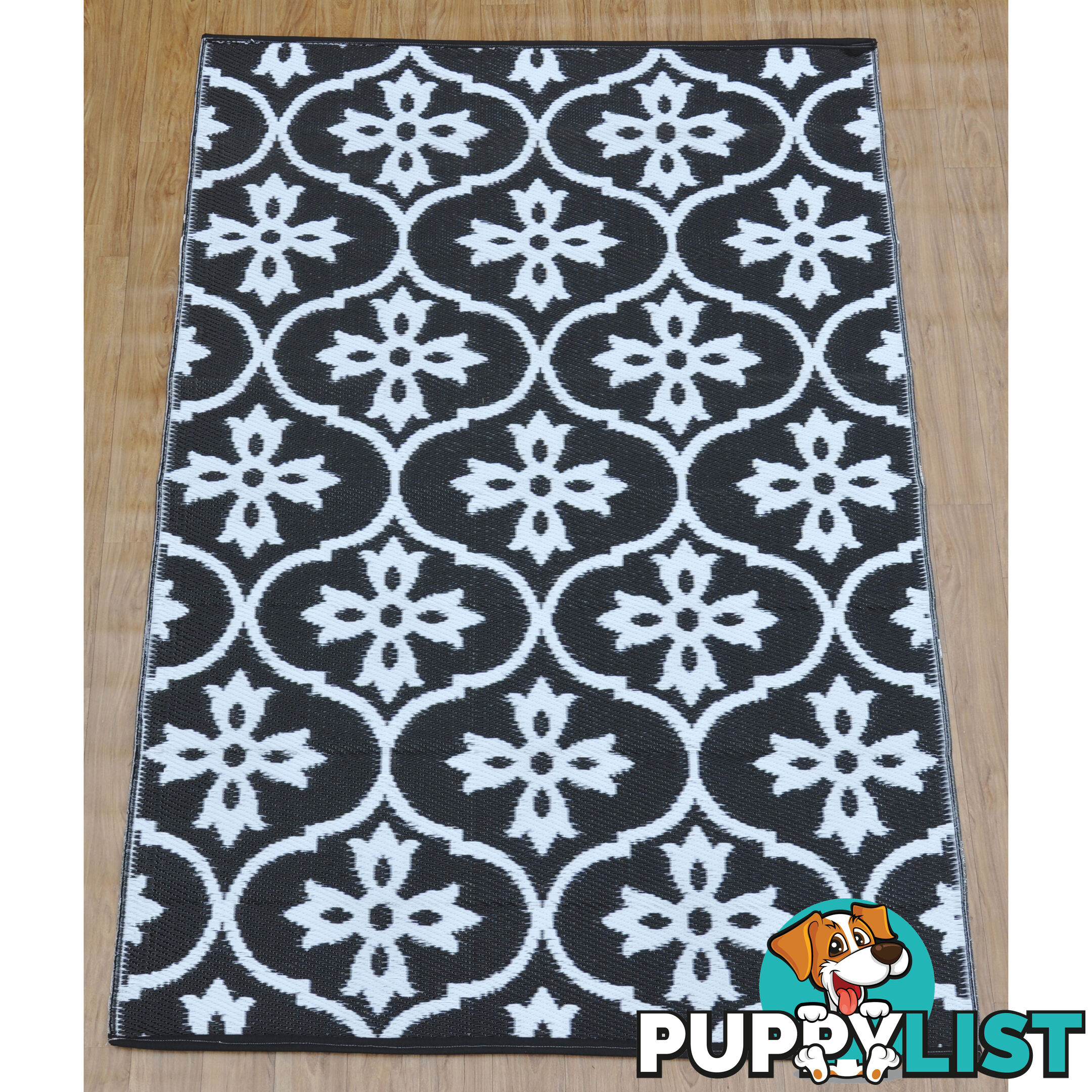 Moroccan Tile Reversable Rug Black & White 150x210cm